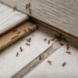 A large number of ants on a bedroom floor