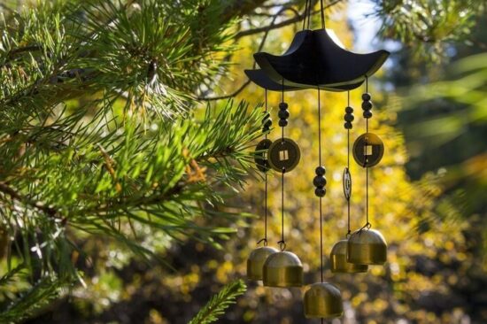 A wind chime keeping birds away