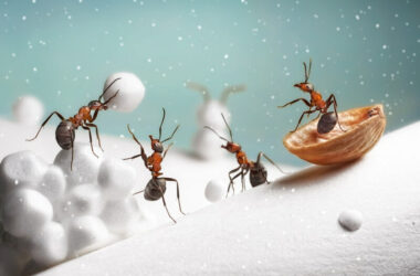 A render of ants in the winter