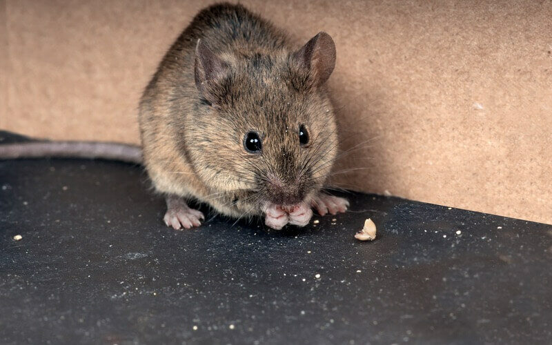 A mouse eating food