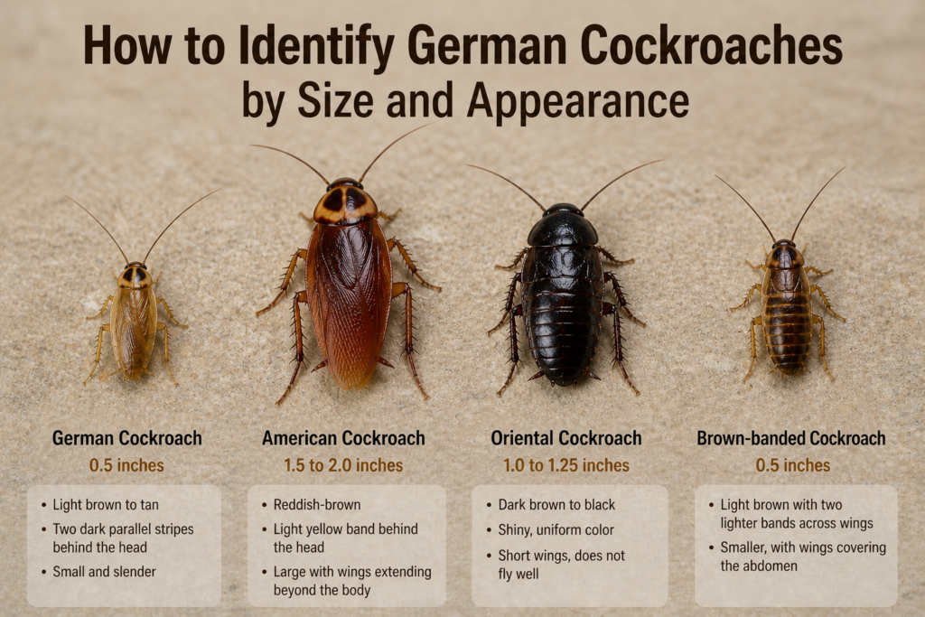 How to Identify German Cockroaches by Size and Appearance